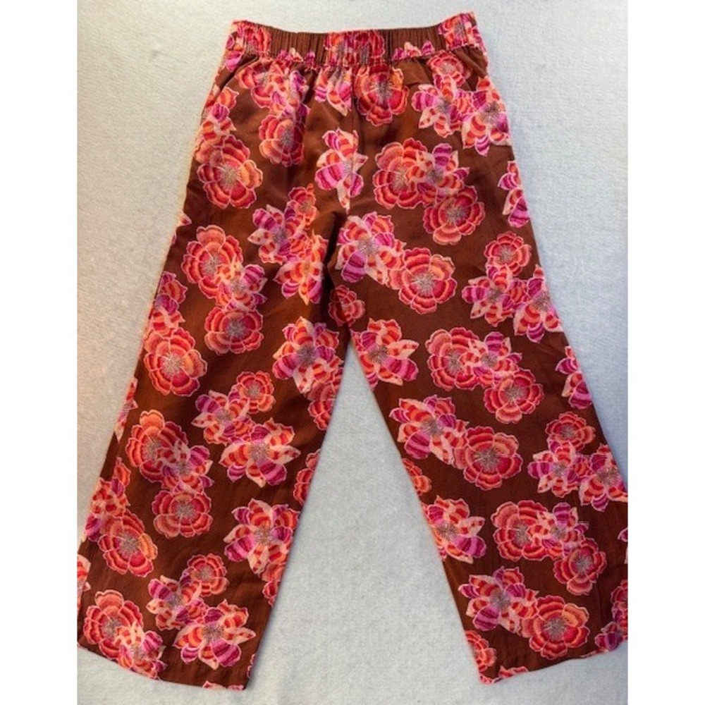 Loft Floral Linen Blend Boho Beach Tropical Palazzo‎ Wide Leg Flowy Pants SML - Picture 5 of 10
